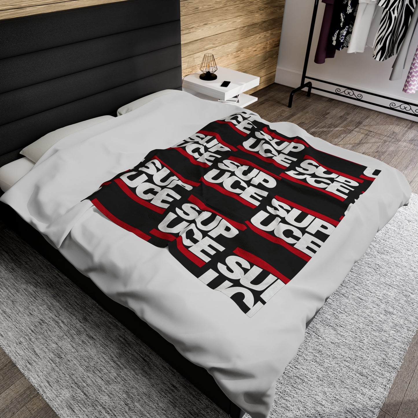 SUP UCE Velveteen Plush Blanket, Black Hip Hop Homage Design