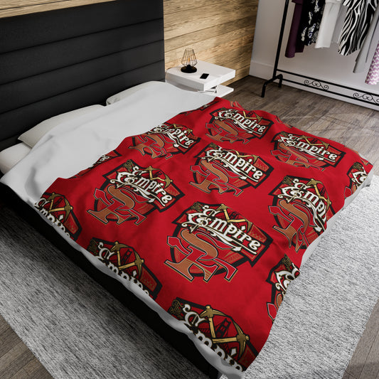 THE EMPIRE Velveteen Plush Blanket, Red Empire Niners Custom