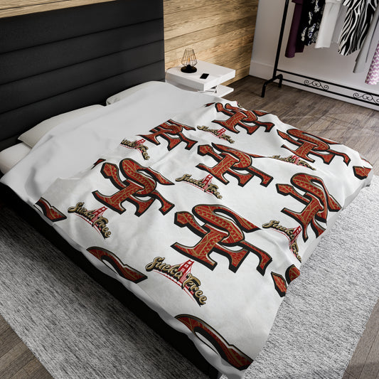 SF SUCKA FREE Velveteen Plush Blanket, White Urban SF Tribal