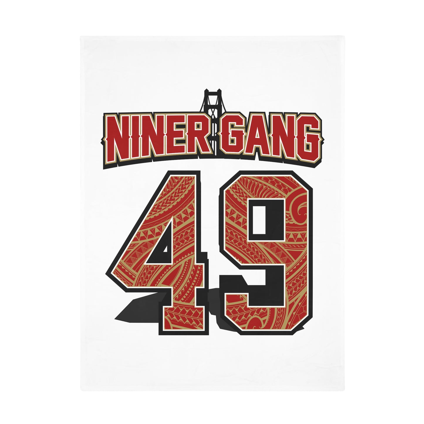 NINERGANG Plush Fleece Blanket, White NinerGang 49 In Tribal