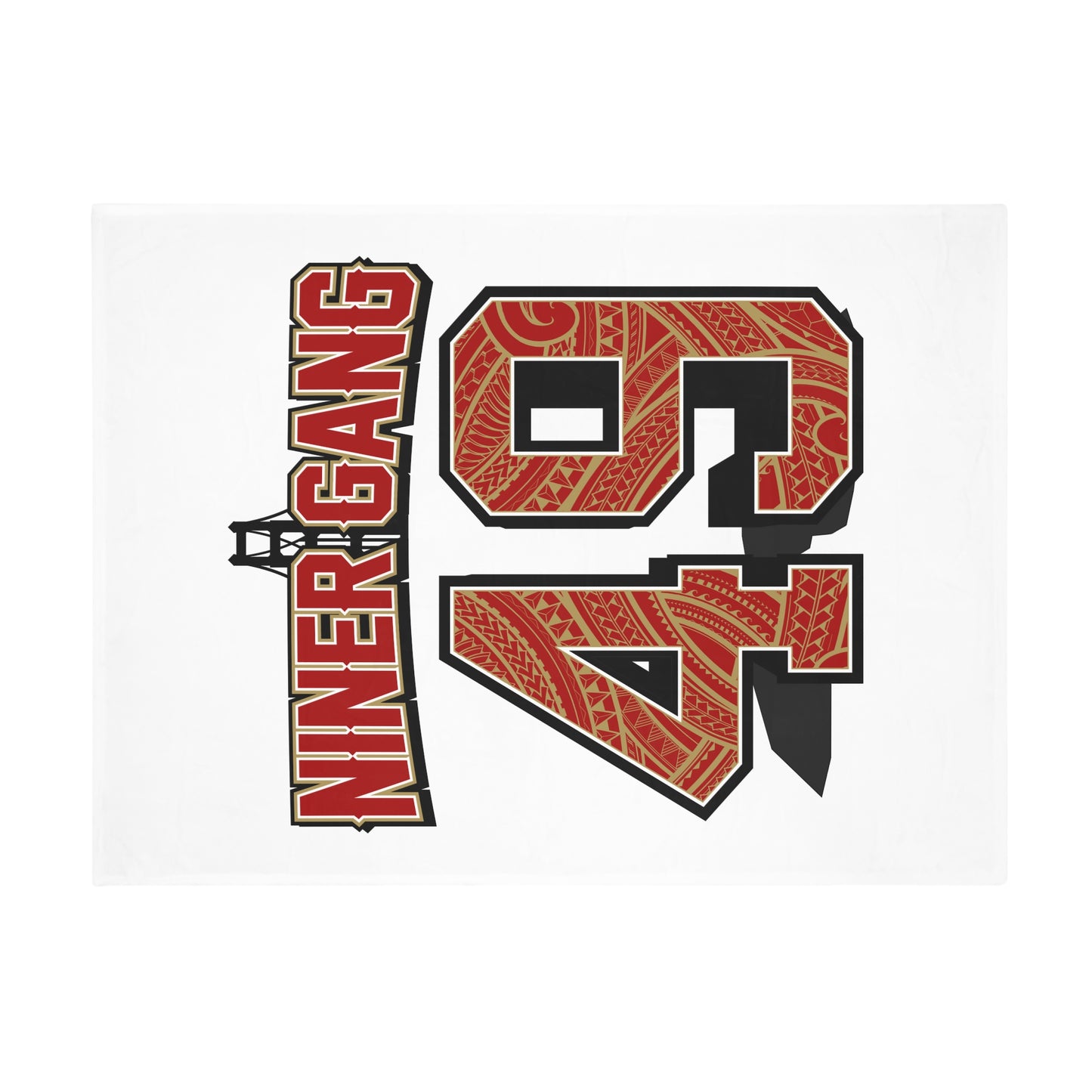 NINERGANG Plush Fleece Blanket, White NinerGang 49 In Tribal