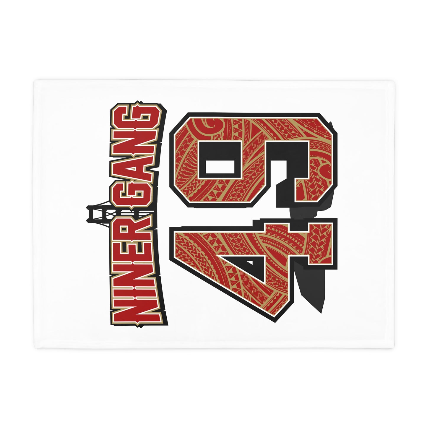 NINERGANG Plush Fleece Blanket, White NinerGang 49 In Tribal
