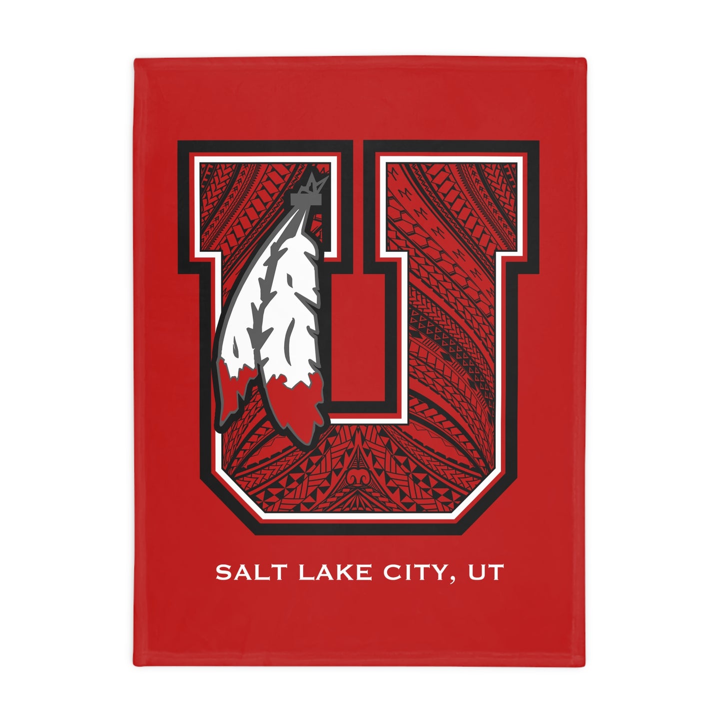 UTES TRIBAL Plush Fleece Blanket, Red Custom Utah Tribal Design