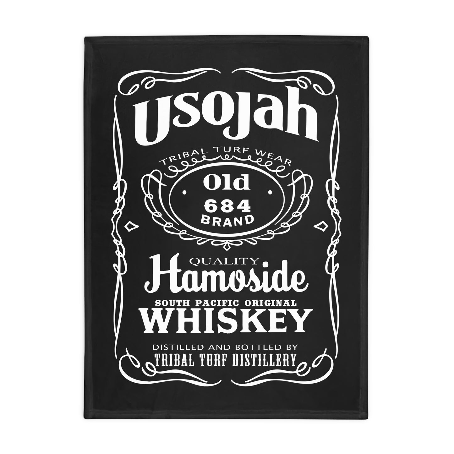 OLD 684 WHISKEY Plush Fleece Blanket, Black Samoa Whiskey