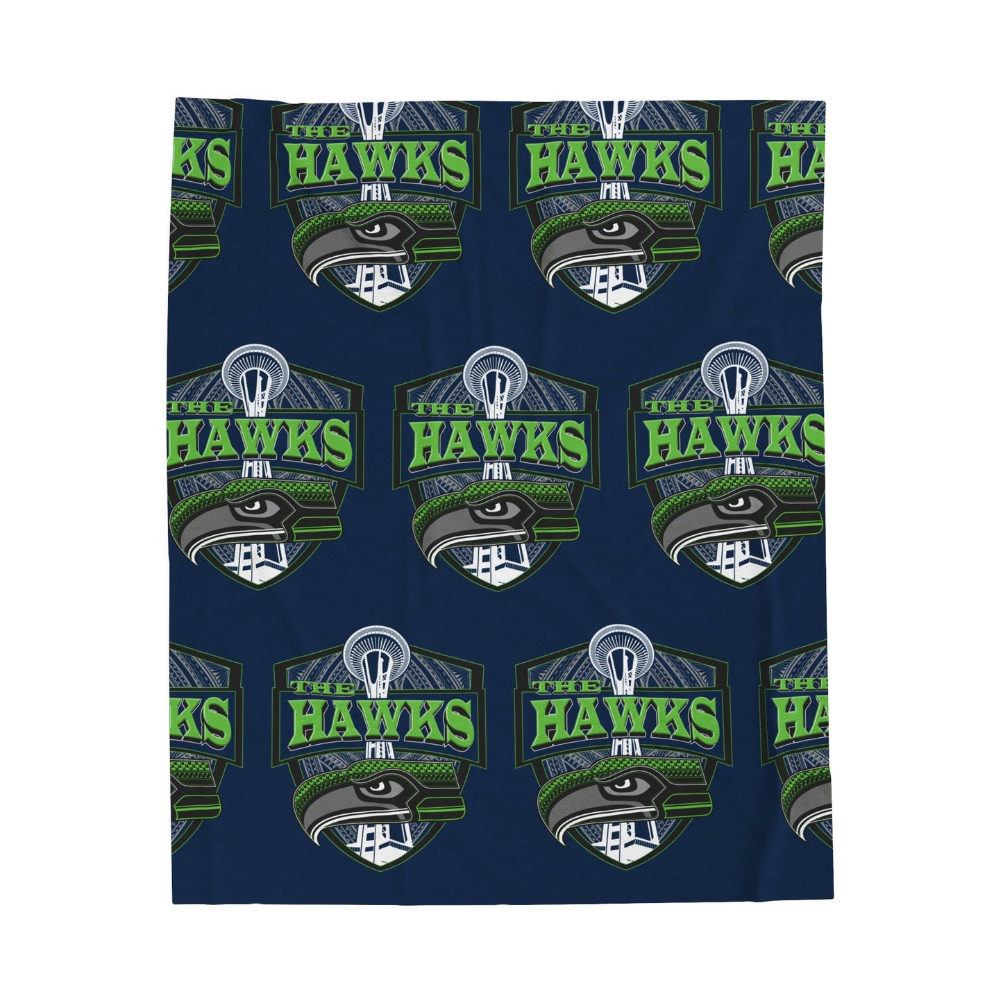 THE HAWKS Velveteen Plush Blanket, Navy Hawks Custom Tribal