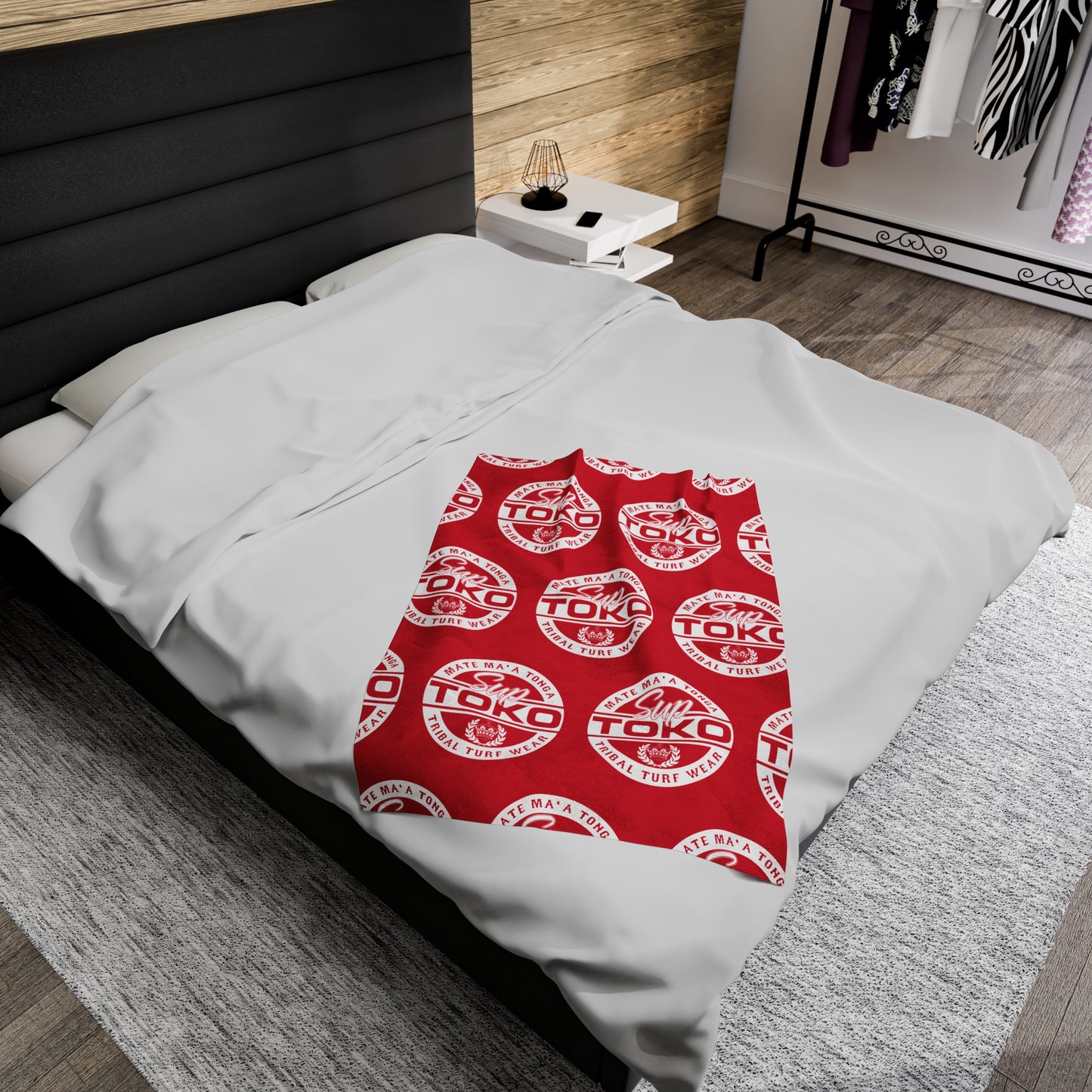 SUP TOKO TTW Velveteen Plush Blanket, Red Tribal Turf Wear Design
