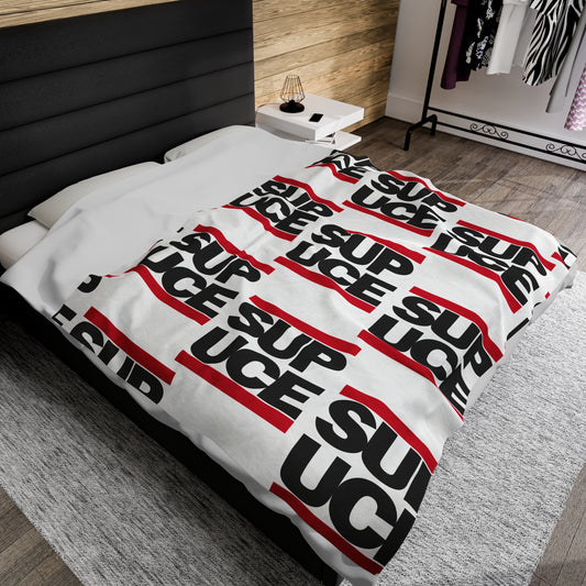 SUP UCE Velveteen Plush Blanket, White Hip Hop Homage Design