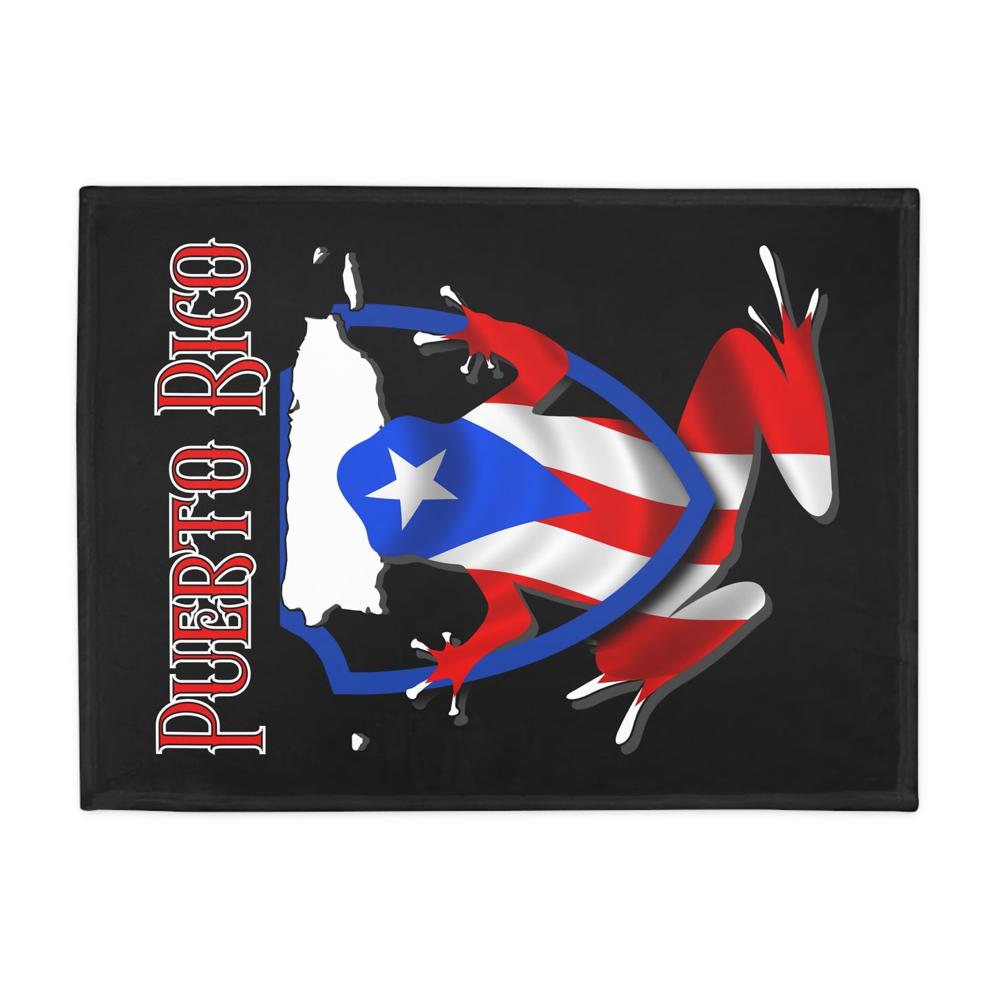 PUERTO RICO Plush Fleece Blanket, Black Custom Cokui Design