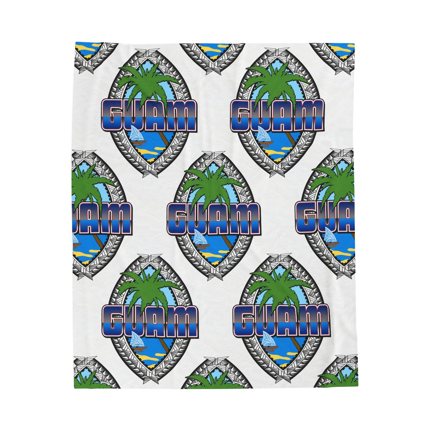 GUAM TRIBAL SEAL Velveteen Plush Blanket, White Custom Guam Seal