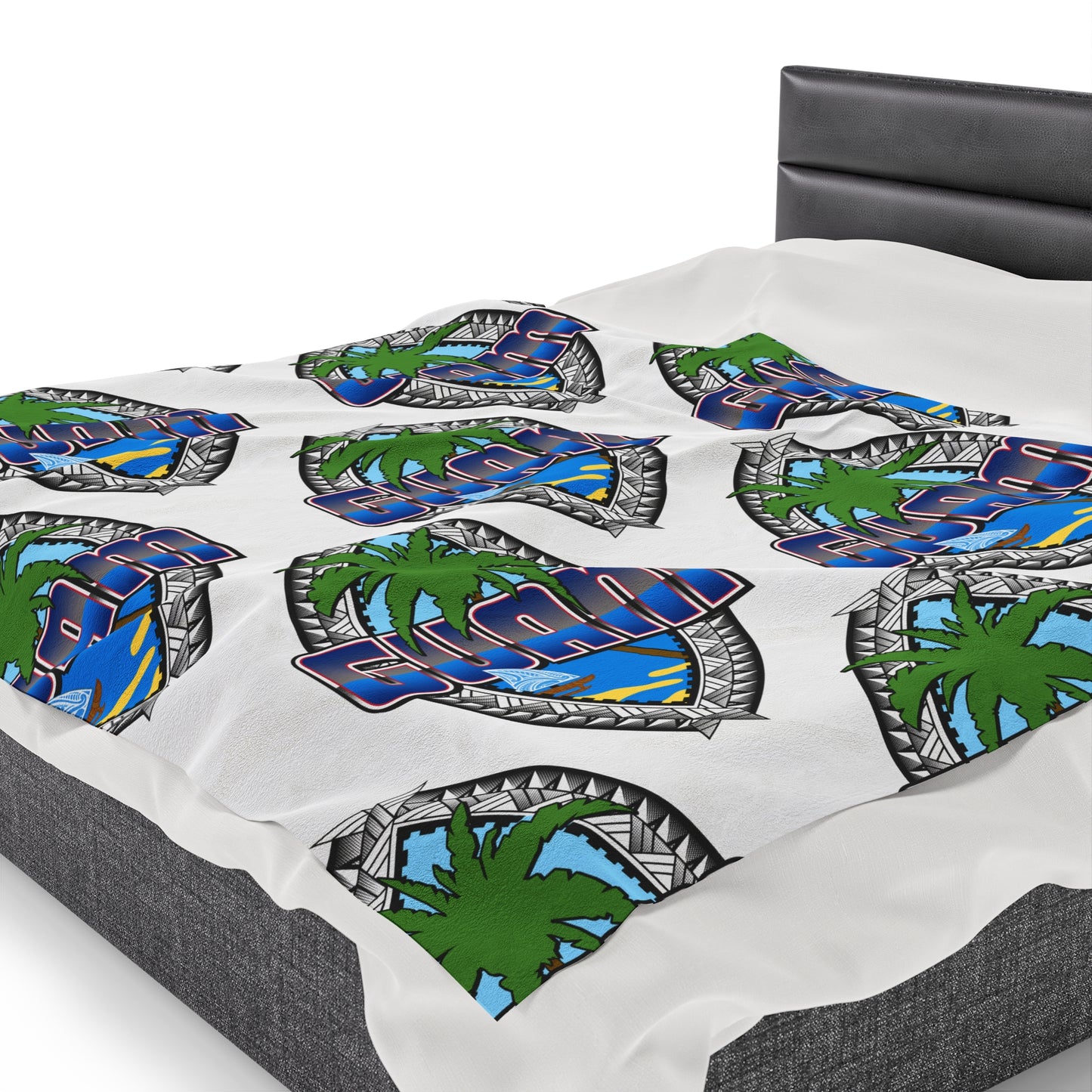 GUAM TRIBAL SEAL Velveteen Plush Blanket, White Custom Guam Seal