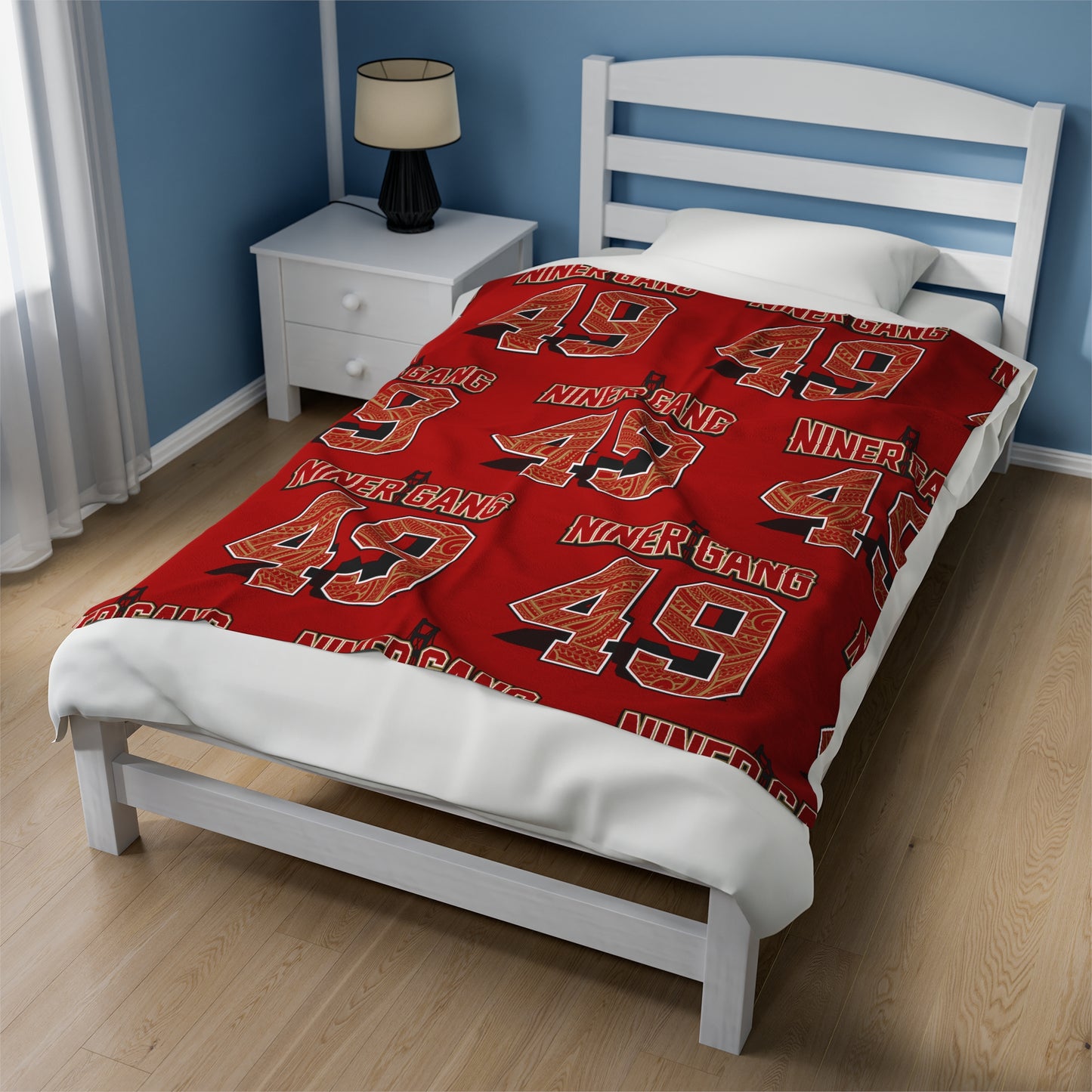 NINERGANG Velveteen Plush Blanket, Red Niner Gang Design 49 Tribal