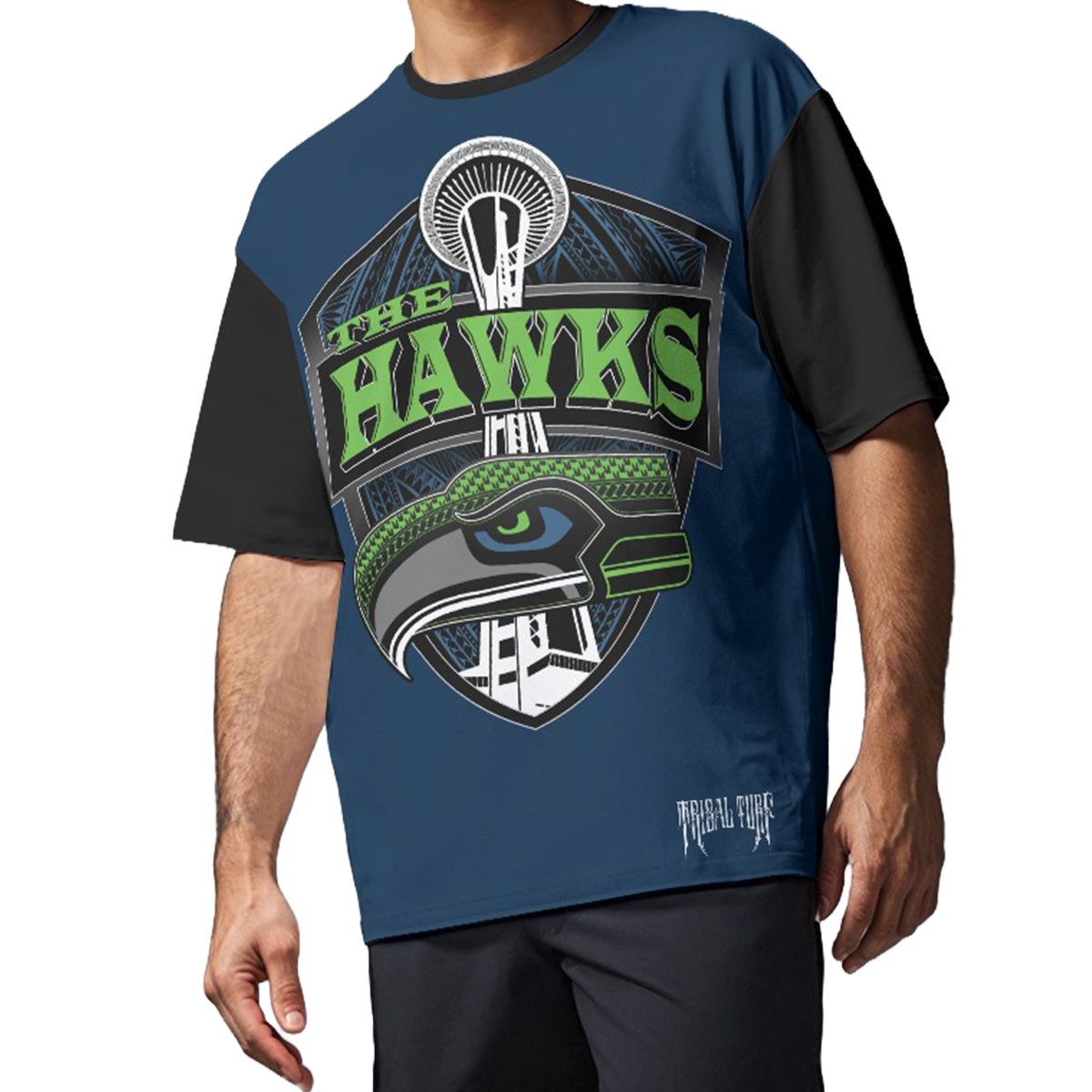 Hawks Space Needle Tribal T-Shirt Tribal Turf Wear